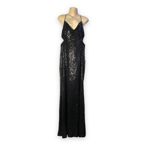 Lulus Black Sequined Dress Glamorous Affair Cutout XL Current Style - Picture 5 of 8